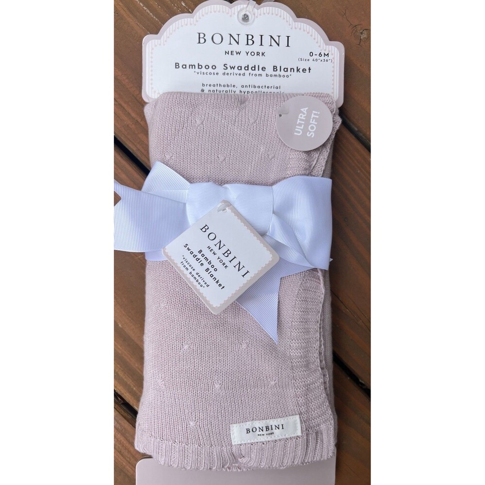 Bonbini Baby Crib Blanket Star Knitted Pink Mauve Cotton Rayon Breathable New